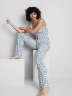 Gerippte „Love To Lounge“ Schlafanzughose mit Streifen