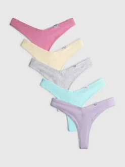 Gerippte Miami-Tangas mit hohem Baumwollanteil, 5er-Pack