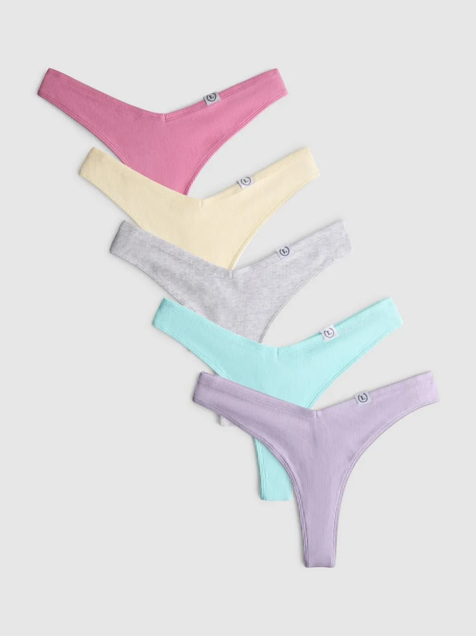 Gerippte Miami-Tangas mit hohem Baumwollanteil, 5er-Pack