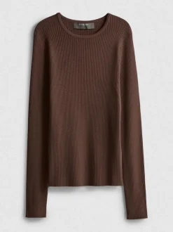 Gerippter Pullover mit Rundhalsausschnitt