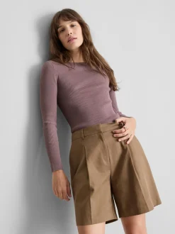 Gerippter Pullover mit Rundhalsausschnitt