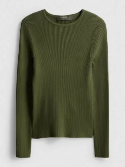 Gerippter Pullover mit Rundhalsausschnitt