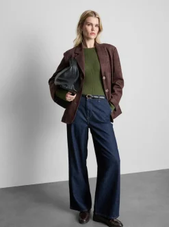 Gerippter Pullover mit Rundhalsausschnitt