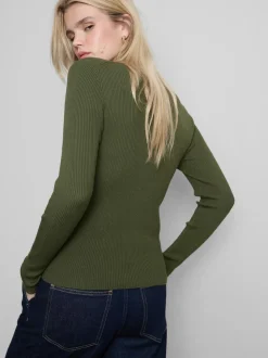 Gerippter Pullover mit Rundhalsausschnitt