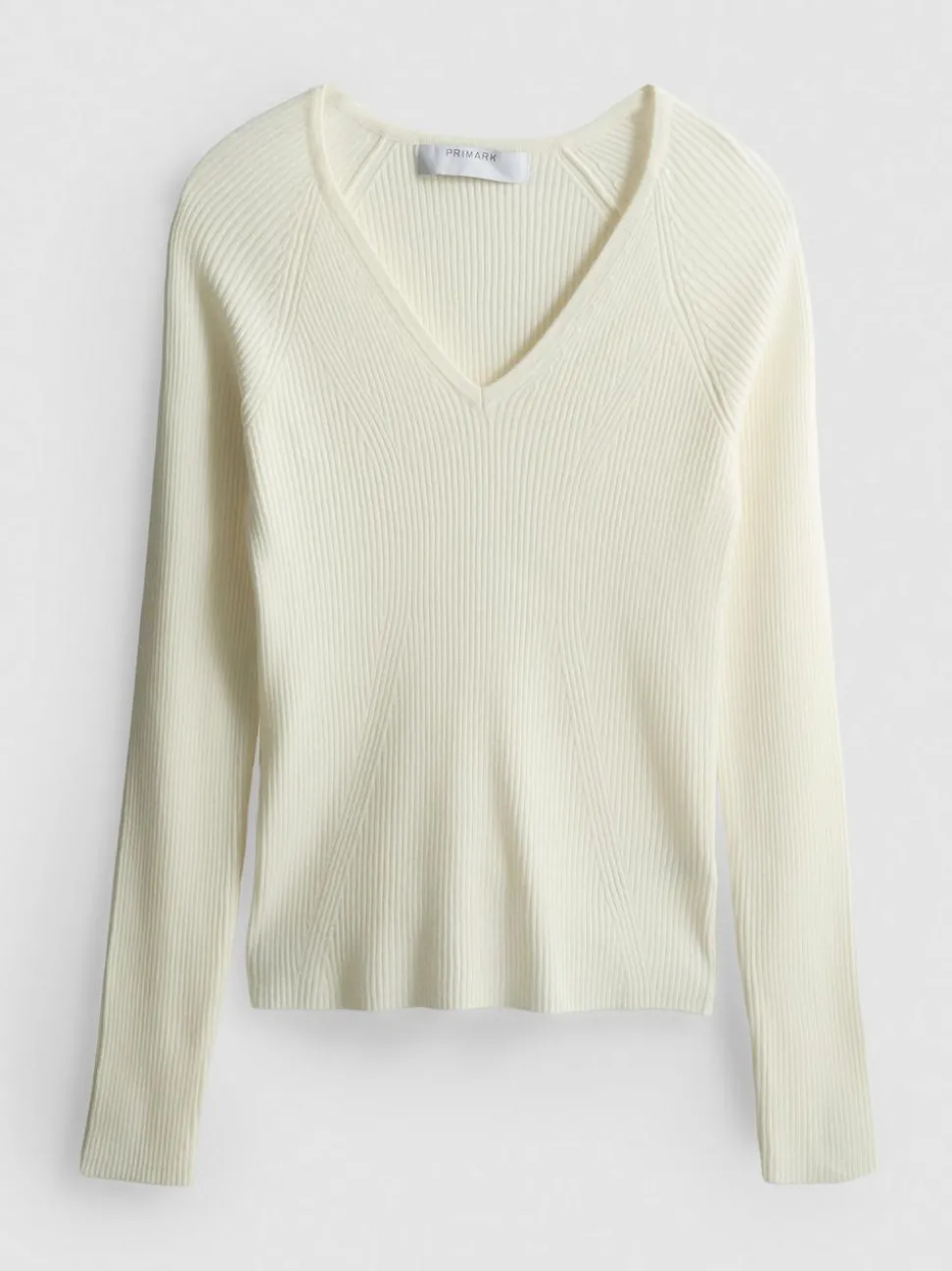 Gerippter Pullover mit V-Ausschnitt