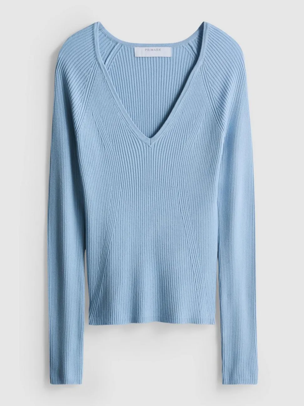 Gerippter Pullover mit V-Ausschnitt