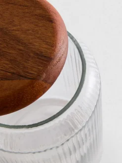 Geripptes Aufbewahrungsgefäß aus Glas