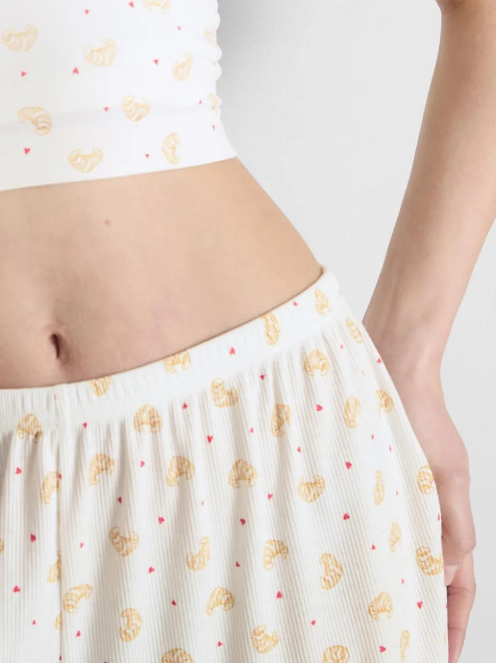 Gerippte Schlafanzugshorts mit Print
