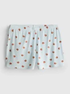 Gerippte Schlafanzugshorts mit Print