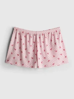 Gerippte Schlafanzugshorts mit Print