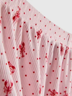Gerippte Schlafanzugshorts mit Print