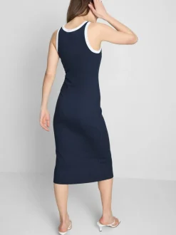 Geripptes Midikleid mit integriertem BH