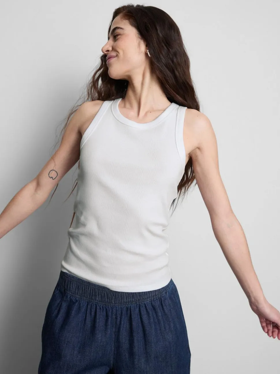 Geripptes Racerback-Top mit hohem Baumwollanteil