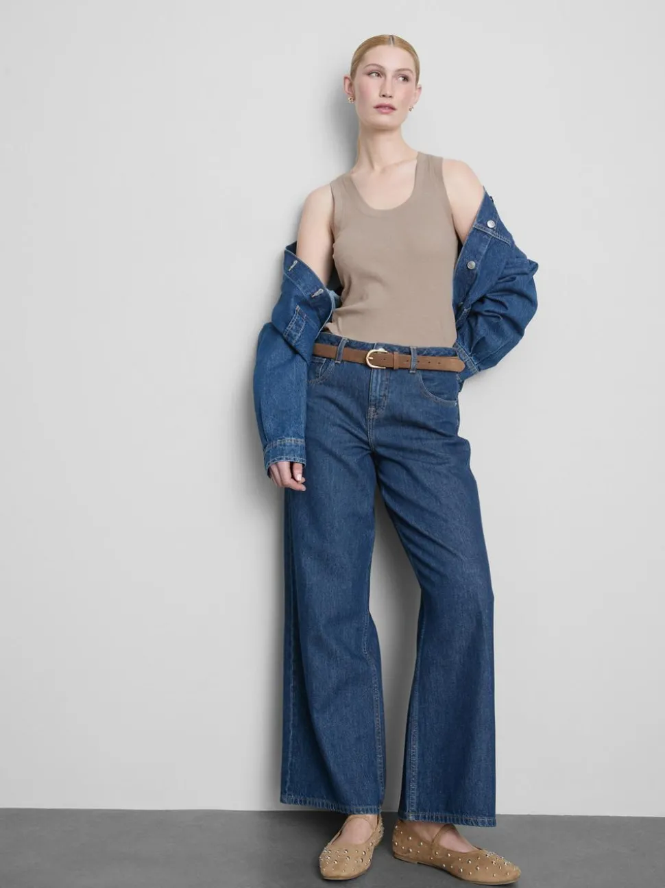 Geripptes Trägertop aus Baumwollmischung