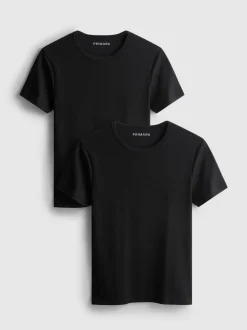 Geripptes T-Shirt, 2er-Pack