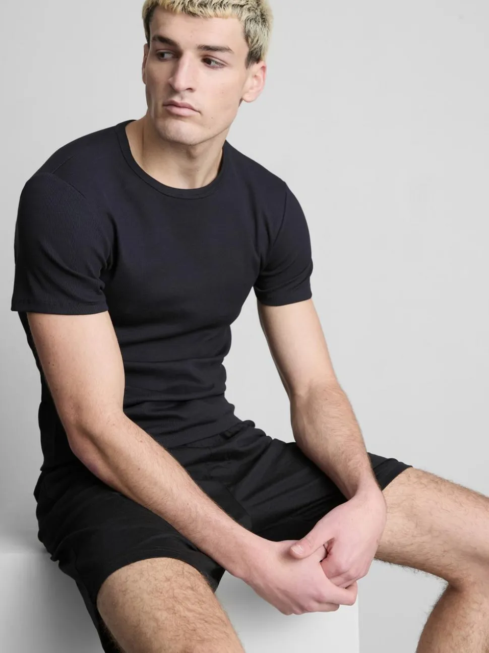 Geripptes T-Shirt, 2er-Pack