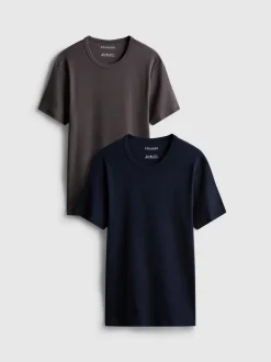 Geripptes T-Shirt, 2er-Pack
