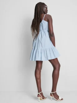 Gerüschtes Minikleid aus Popeline
