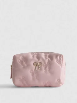 Gesteppte Make-up-Tasche mit Schleife