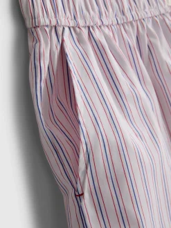 Gestreifte Baumwoll-Schlafshorts mit Room Service-Print