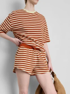 Gestreifte Jerseyshorts mit hohem Baumwollanteil