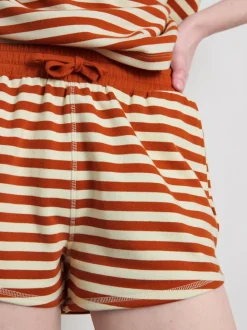 Gestreifte Jerseyshorts mit hohem Baumwollanteil