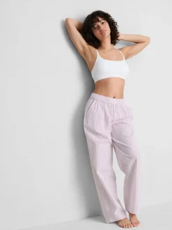 Gestreifte „Love To Lounge“ Schlafanzughose mit geradem Bein