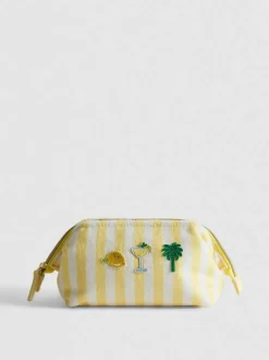Gestreifte Mini-Make-up-Tasche aus Frottee