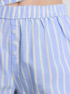 Gestreifte Oxford-Schlafanzugshorts aus Baumwolle