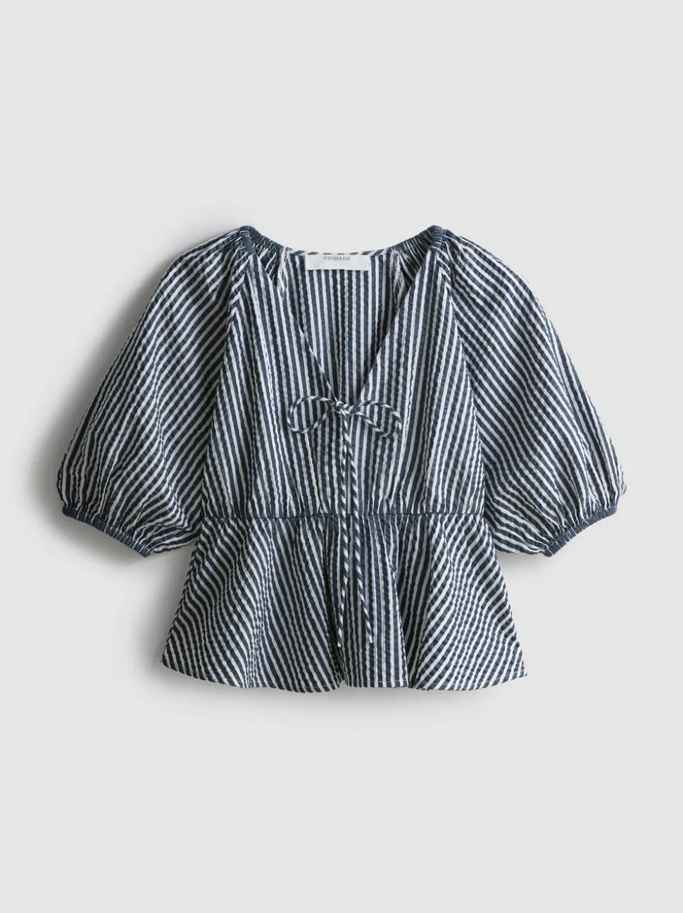 Gestreifte „Paula Echevarría“ Seersucker-Bluse mit Puffärmeln