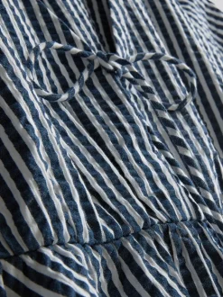 Gestreifte „Paula Echevarría“ Seersucker-Bluse mit Puffärmeln