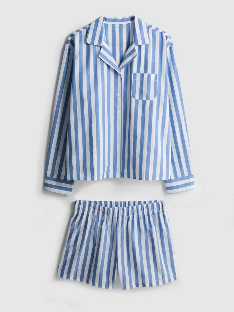 Gestreifter Baumwoll-Schlafanzug mit Hemd und Shorts