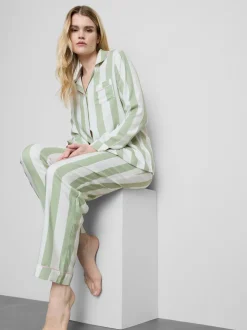 Gestreifter Baumwoll-Schlafanzug im Boyfriend-Look