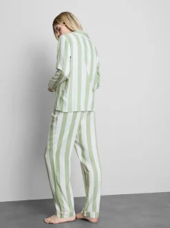 Gestreifter Baumwoll-Schlafanzug im Boyfriend-Look