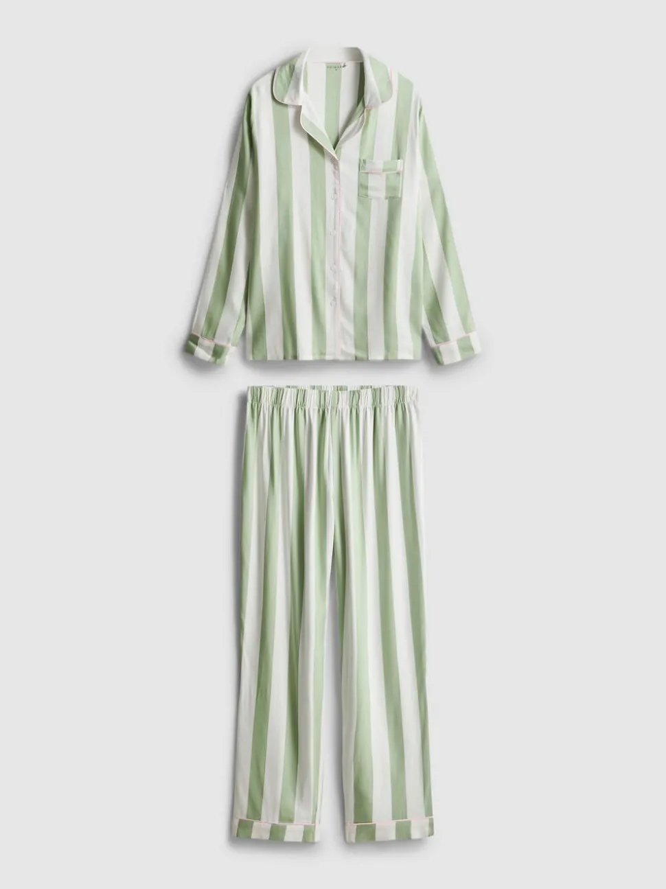 Gestreifter Baumwoll-Schlafanzug im Boyfriend-Look