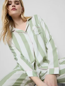 Gestreifter Baumwoll-Schlafanzug im Boyfriend-Look