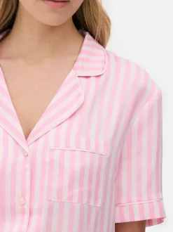 Gestreifter Boyfriend-Schlafanzug aus Satin