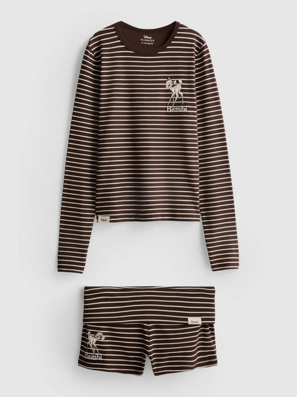 Gestreifter „Disney Bambi“ Schlafanzug aus Baumwolle mit Shorts