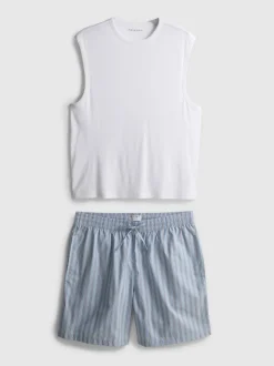 Gestreifter Schlafanzug mit Shorts