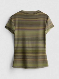 Gestreiftes „By Coleen“ T-Shirt aus Netzstoff