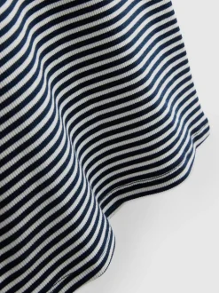 Gestreiftes, geripptes T-Shirt mit Flügelärmeln