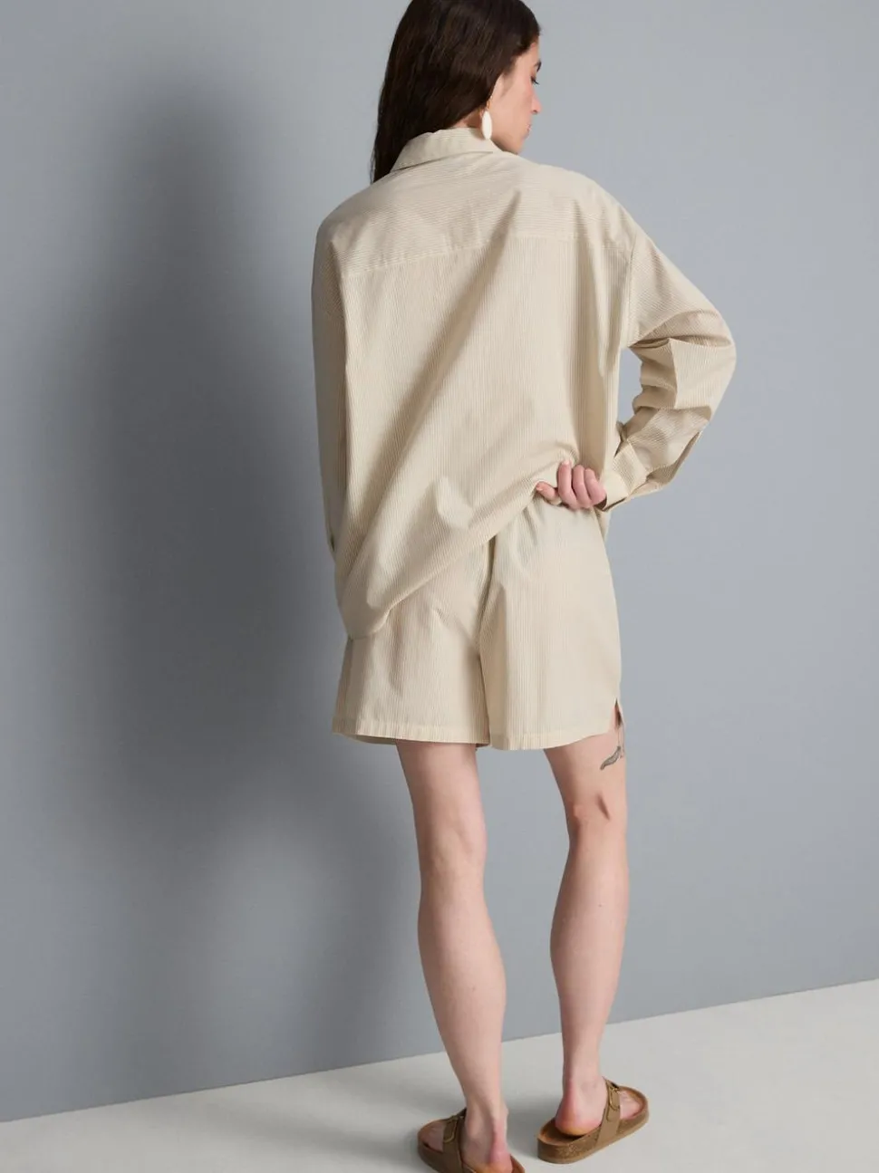 Gestreifte Shorts aus Baumwollpopeline