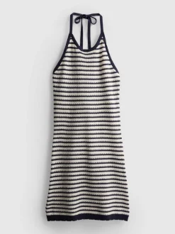 Gestreiftes Strickkleid mit Neckholder