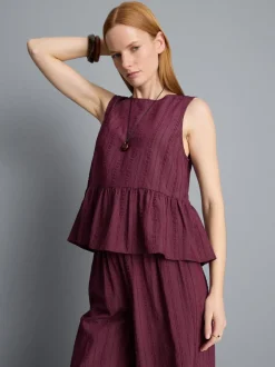 Gestreiftes Tanktop mit Schößchen