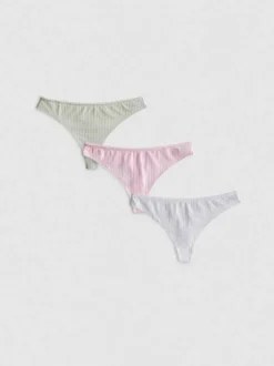 Gestreifte Tangas mit Spitzendetails, 3er-Pack