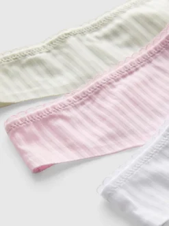 Gestreifte Tangas mit Spitzendetails, 3er-Pack