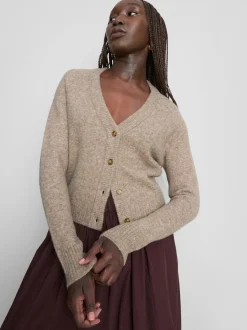 Gestrickter Cardigan mit V-Ausschnitt