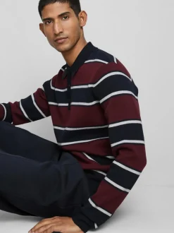 Gestrickter Polopullover mit Streifen