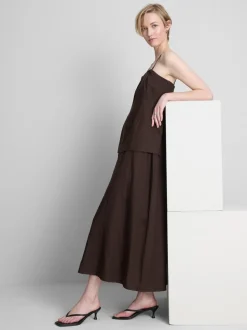 Gestuftes „The Edit“ Midikleid aus Leinengemisch