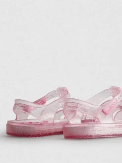 Glitzernde Fischersandalen aus Kunststoff